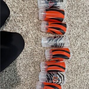 Set of Orange & Black Patterned Plastic Cups bengals